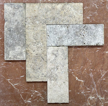 Load image into Gallery viewer, SILVER TRAVERTINE TUMBLED & UNFILLED 75x203x10mm