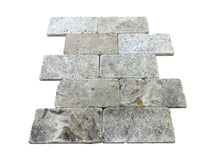 Load image into Gallery viewer, SILVER TRAVERTINE TUMBLED & UNFILLED SUBWAY 75x150x10mm