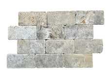 Load image into Gallery viewer, SILVER TRAVERTINE TUMBLED & UNFILLED SUBWAY 75x150x10mm