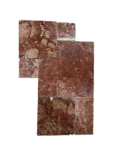 Load image into Gallery viewer, ROSSO TRAVERTINE TUMBLED & UNFILLED MEDIUM FRENCH PATTERN