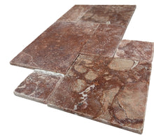 Load image into Gallery viewer, ROSSO TRAVERTINE TUMBLED & UNFILLED MEDIUM FRENCH PATTERN
