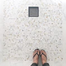 Load image into Gallery viewer, CALACATTA GOLD MARBLE PENNY ROUND HONED MOSAIC