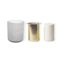 Load image into Gallery viewer, ARCTIC WHITE MARBLE HANDCRAFTED CANDEL VESSEL WITH LID