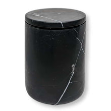 Load image into Gallery viewer, NERO MARQUINA MARBLE HANDCRAFTED CANDEL VESSEL WITH LID