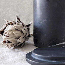 Load image into Gallery viewer, NERO MARQUINA MARBLE HANDCRAFTED CANDEL VESSEL WITH LID