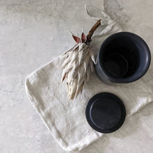 Load image into Gallery viewer, NERO MARQUINA MARBLE HANDCRAFTED CANDEL VESSEL WITH LID