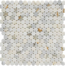 Load image into Gallery viewer, CALACATTA GOLD MARBLE PENNY ROUND HONED MOSAIC