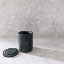 Load image into Gallery viewer, VERDE HONDURAS MARBLE HANDCRAFTED CANDEL VESSEL WITH LID
