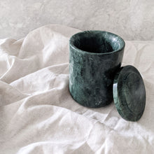 Load image into Gallery viewer, VERDE HONDURAS MARBLE HANDCRAFTED CANDEL VESSEL WITH LID