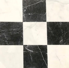 Load image into Gallery viewer, NERO MARQUINA AND MILOS MARBLE TUMBLED CHECKERBOARD