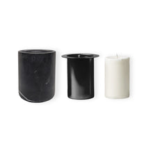 Load image into Gallery viewer, NERO MARQUINA MARBLE HANDCRAFTED CANDEL VESSEL WITH LID
