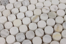 Load image into Gallery viewer, CALACATTA GOLD MARBLE PENNY ROUND HONED MOSAIC