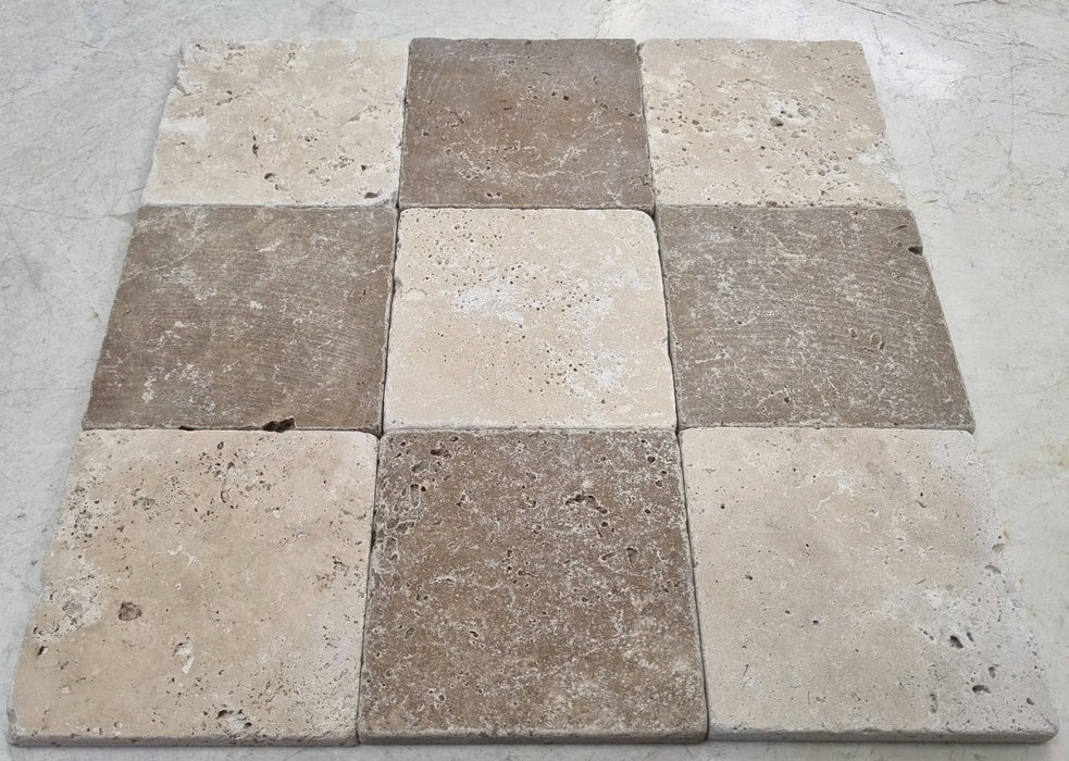 Checkerboard Noce & Classic Travertine Tile 100x100x10