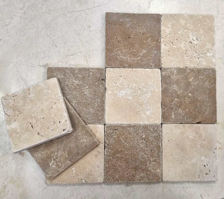 Checkerboard Noce & Classic Travertine Tile 100x100x10