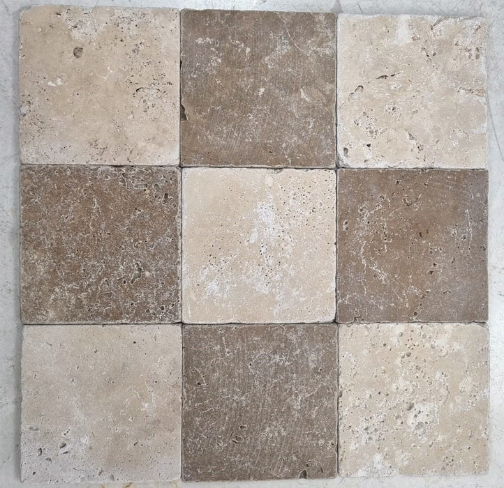 Checkerboard Noce & Classic Travertine Tile 100x100x10