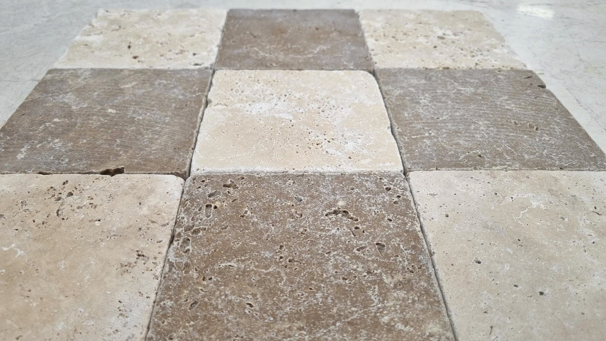 Checkerboard Noce & Classic Travertine Tile 100x100x10