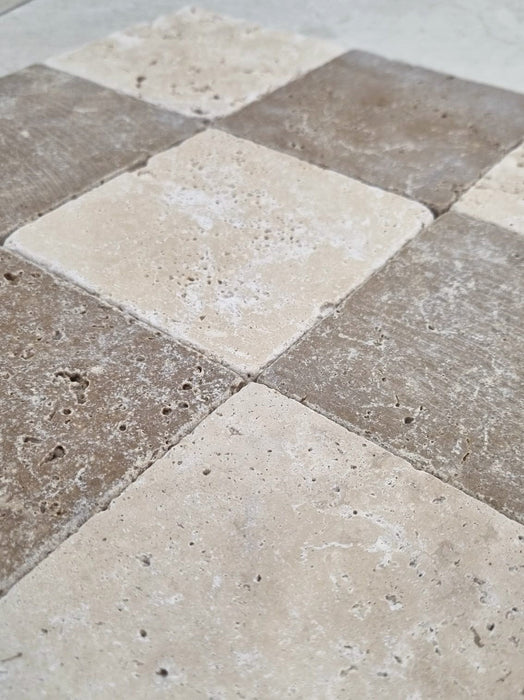 Checkerboard Noce & Classic Travertine Tile 100x100x10