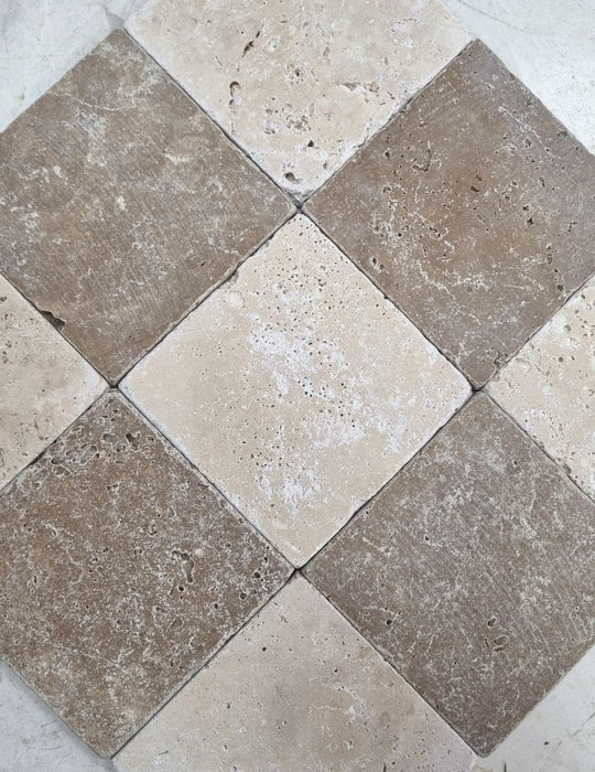 Checkerboard Noce & Classic Travertine Tile 100x100x10