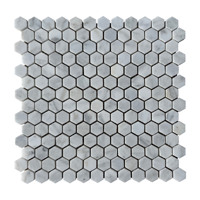 Hexagon Imperial White Marble Mosaic 23x23x10 Honed