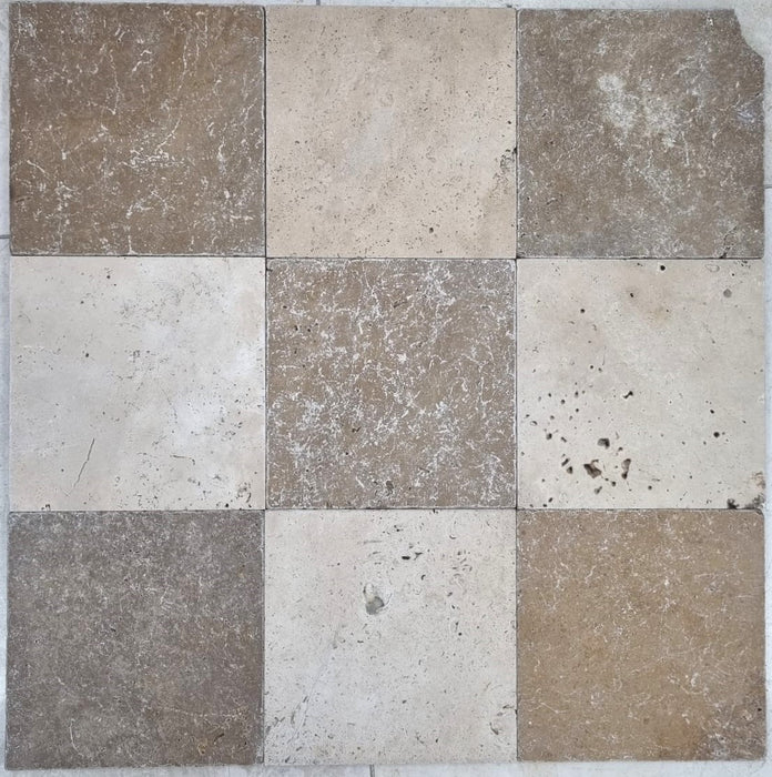 Checkerboard Noce & Classic Travertine Tile 203x203x12