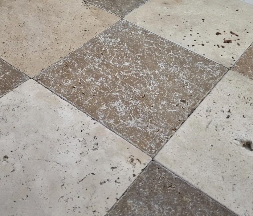 Checkerboard Noce & Classic Travertine Tile 203x203x12