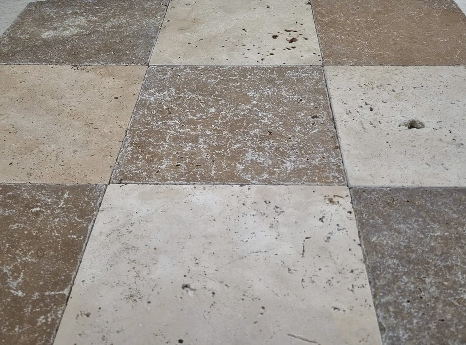Checkerboard Noce & Classic Travertine Tile 203x203x12