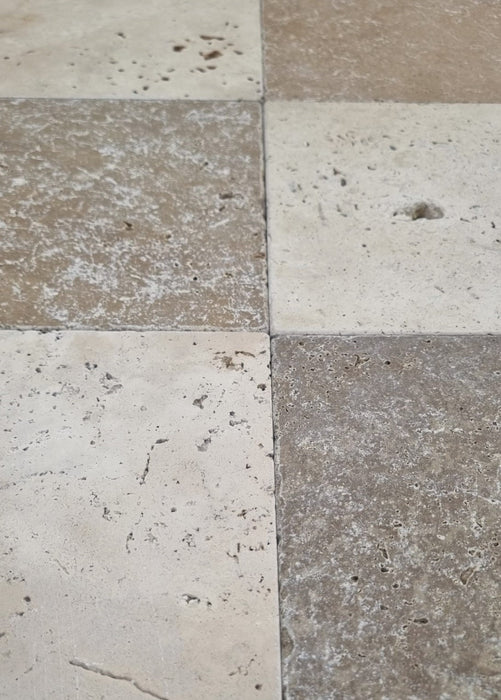 Checkerboard Noce & Classic Travertine Tile 203x203x12