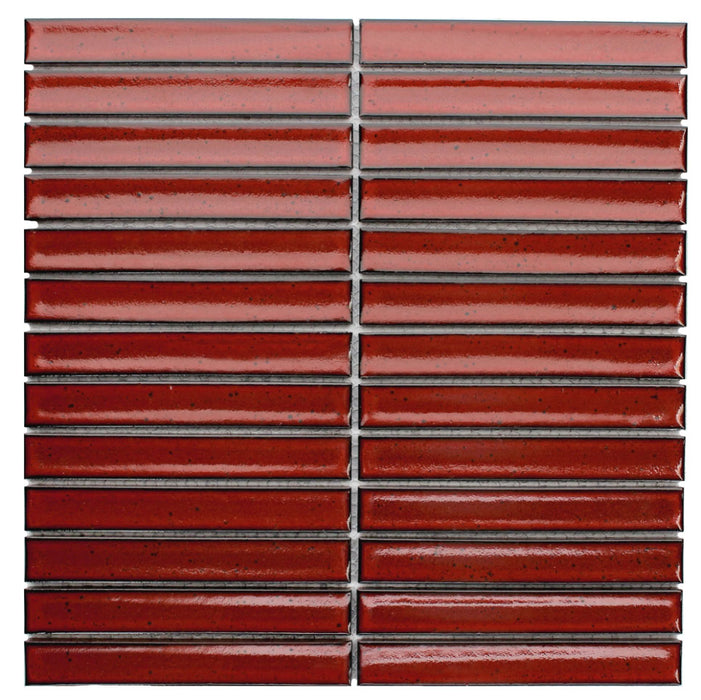 Raku Kitkat Speckled Red Porcelain Mosaic