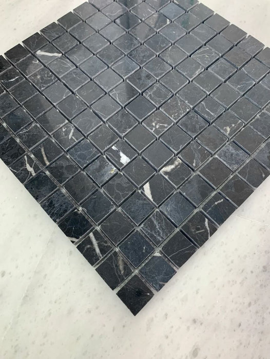 Nero Marquina Marble Square Mosaic