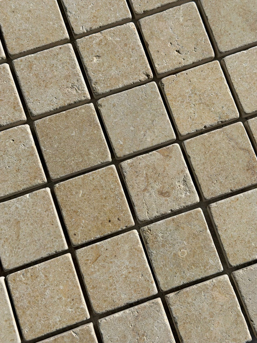 Crema Limestone Square Mosaic
