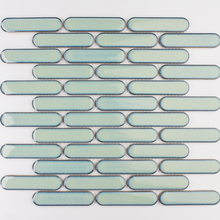 Load image into Gallery viewer, ANTIQUE GREEN GLOSS OVAL BRICKBOND PORCELAIN MOSAIC
