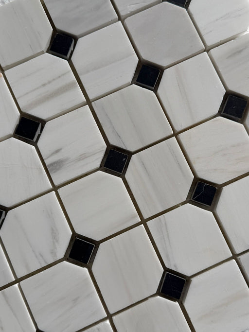 Imperial White Marble Large Octagon Mosaic