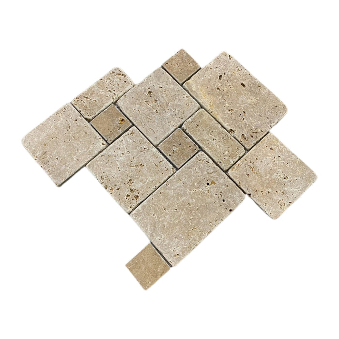 Noce Travertine Mini French Pattern Mosaic