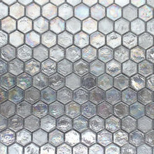 Load image into Gallery viewer, SILVER RAINBOW HEXAGON GLASS MOSAIC
