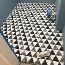 Load image into Gallery viewer, ANTWERP NERO MARQUINA + THASSOS + ITALIAN GREY HONED MOSAIC
