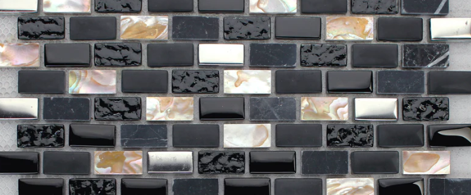 BLACK STONE & SHELL BRICK MOSAIC