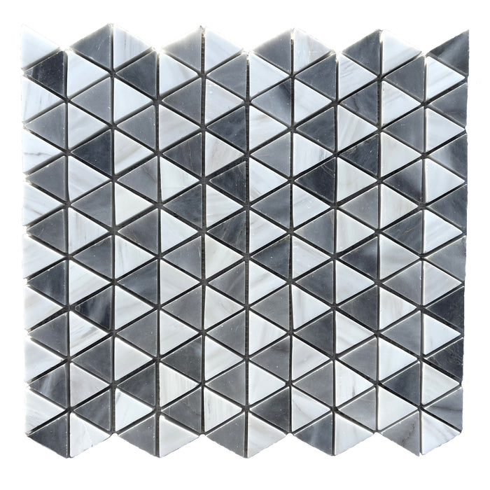 Bardiglio & Smokey Dolomite Marble Triangle Mosaic