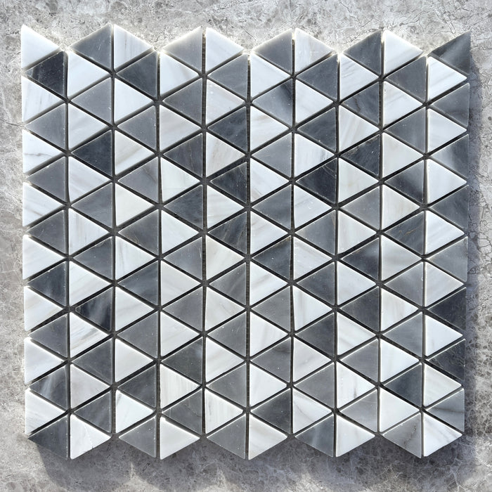 Bardiglio & Smokey Dolomite Marble Triangle Mosaic