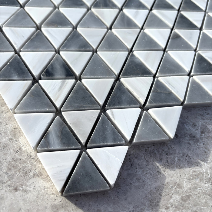 Bardiglio & Smokey Dolomite Marble Triangle Mosaic
