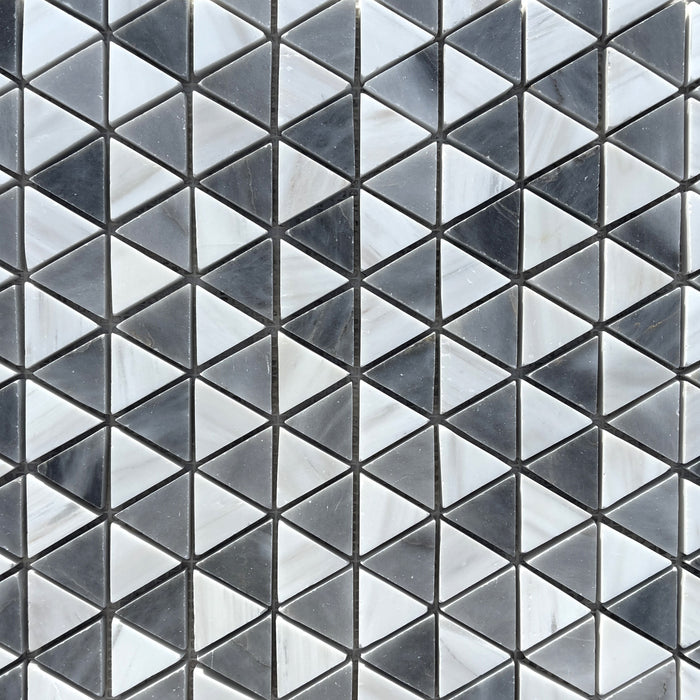 Bardiglio & Smokey Dolomite Marble Triangle Mosaic