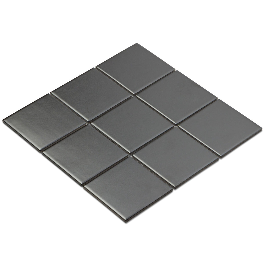 BLACK MATTE LARGE SQAURE PORCELAIN MOSAIC