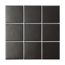 Load image into Gallery viewer, BLACK MATTE LARGE SQAURE PORCELAIN MOSAIC
