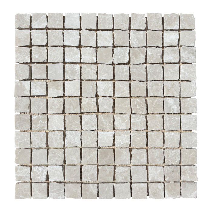 Botticino Marble Rustic Edge Square Mosaic 23x23x10 Honed