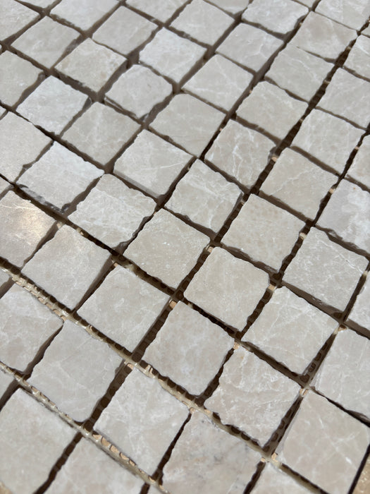 Botticino Marble Rustic Edge Square Mosaic 23x23x10 Honed