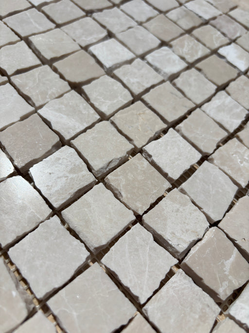 Botticino Marble Rustic Edge Square Mosaic 23x23x10 Polished