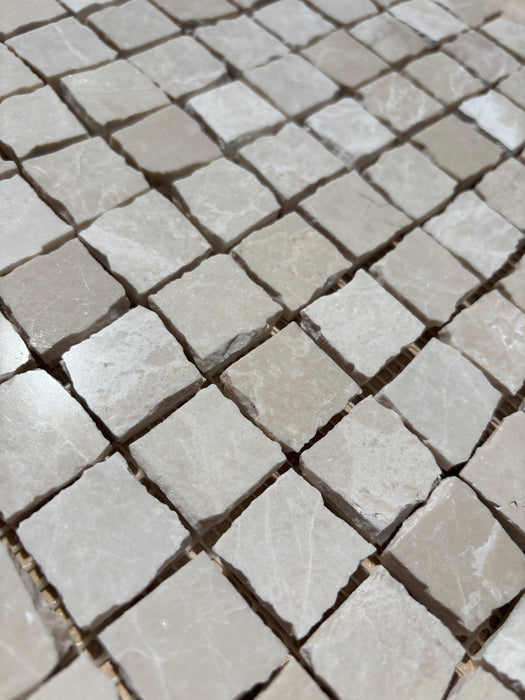 Botticino Marble Rustic Edge Square Mosaic 23x23x10 Polished