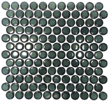 Load image into Gallery viewer, SHADOW GREEN GLOSS MEDIUM PENNY ROUND PORCELAIN MOSAIC
