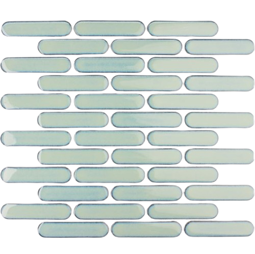 ANTIQUE GREEN GLOSS OVAL BRICKBOND PORCELAIN MOSAIC