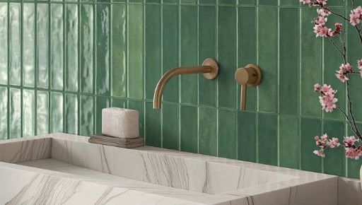 Mallorca Subway Green Ceramic Tile Gloss