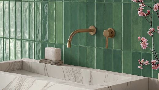 Mallorca Subway Green Ceramic Tile Gloss